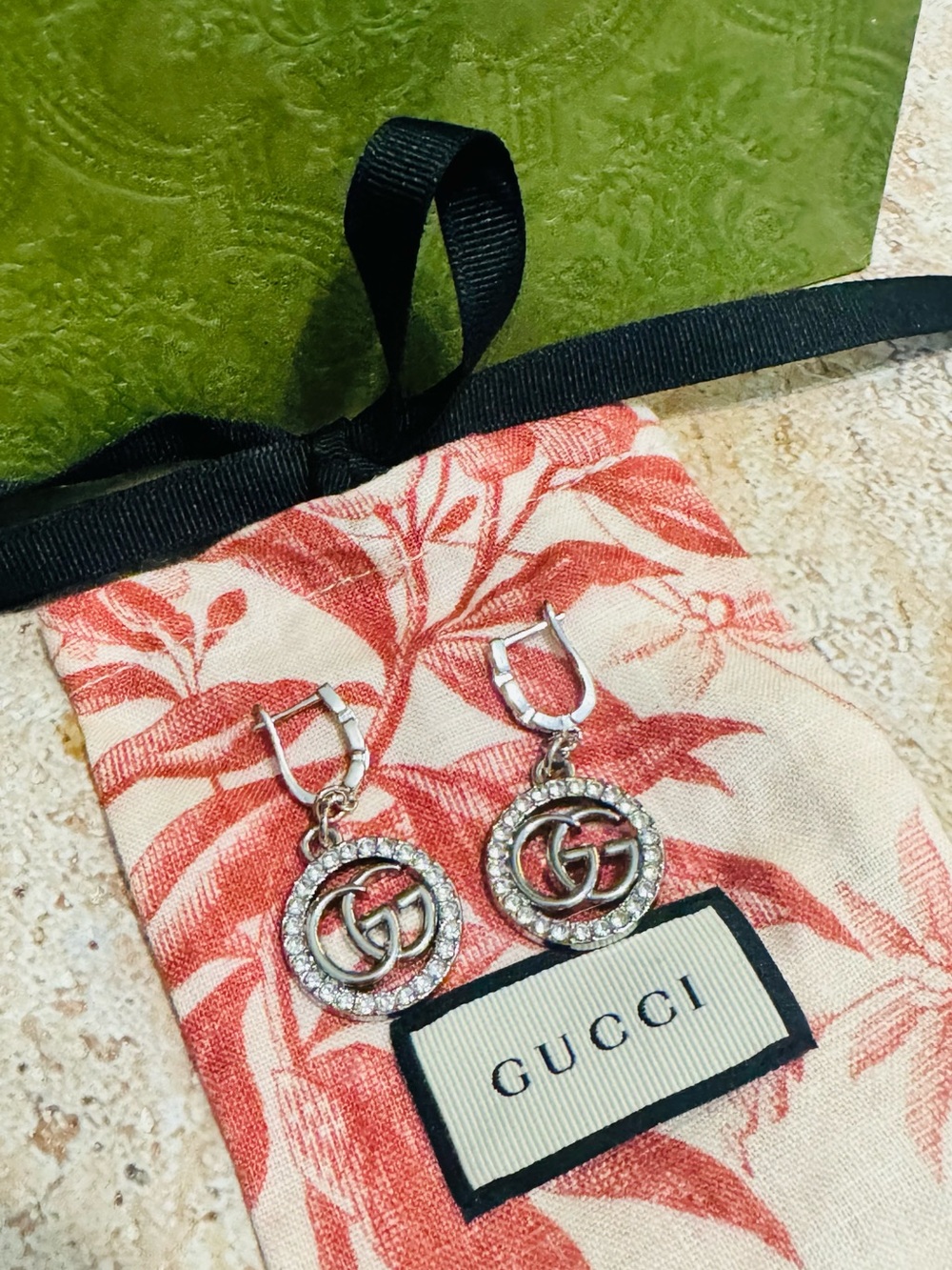 Gucci Zip Hardware 925 Silver Hoop Earrings